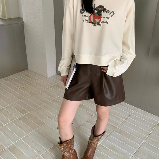 「高货sh」全新升级【铂金会员174/天猫229/差价55】(00753)洛诗琳新款pu皮短裤2025秋季气质褶皱百搭高腰显瘦A字裤 商品图4