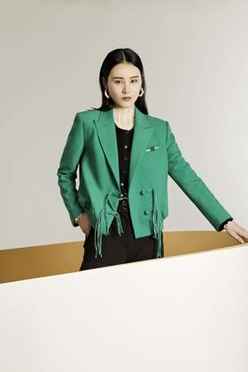 ANSUABEL 绿色中国结西装外套 16753