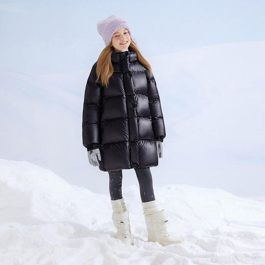 笛莎Deesha 童装女童羽绒服2025冬新款女童黑金蓄热温暖中长款羽绒服 商品图2