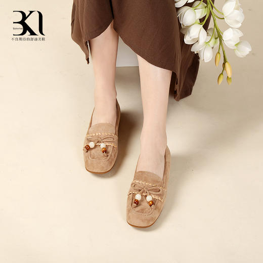 BAKERLOO方圆头蝴蝶结配珠乐福鞋AD179 商品图2