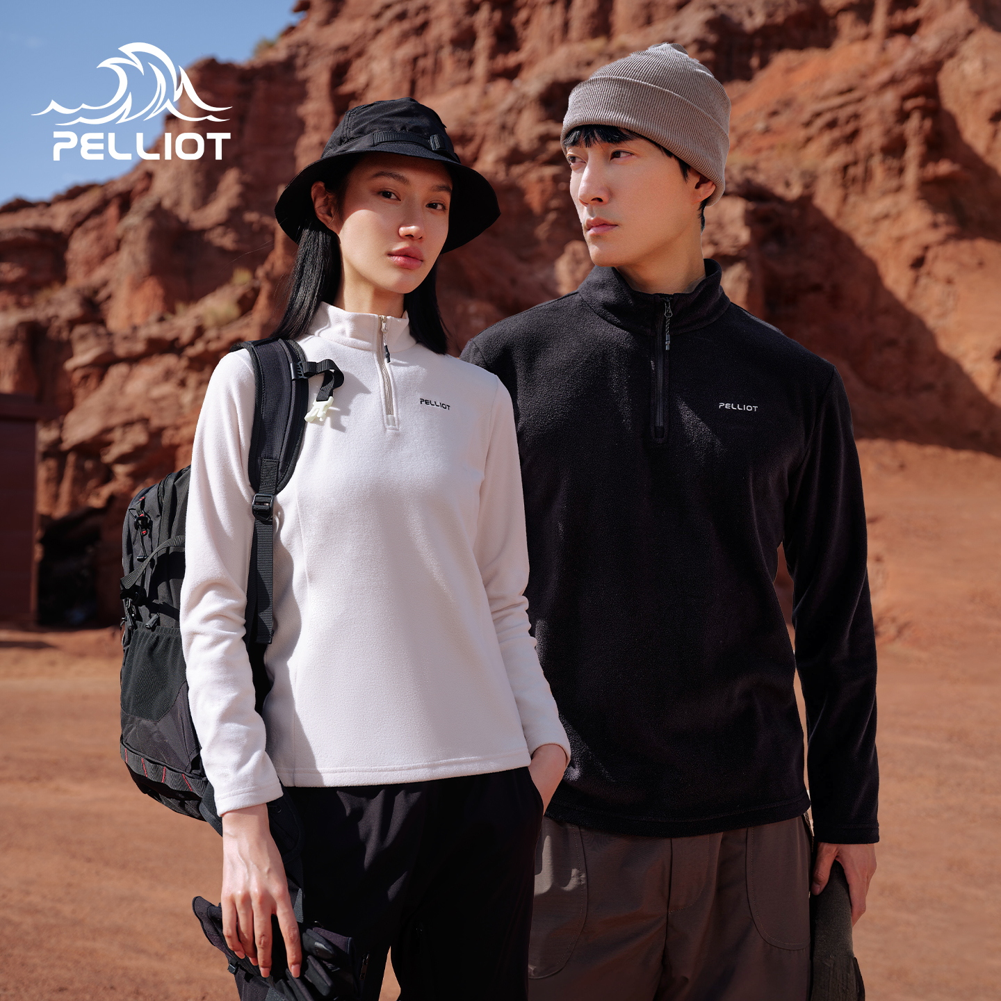 伯希和户外抓绒衣女冲锋衣内胆摇粒绒半拉链运动打底衫男休闲上衣