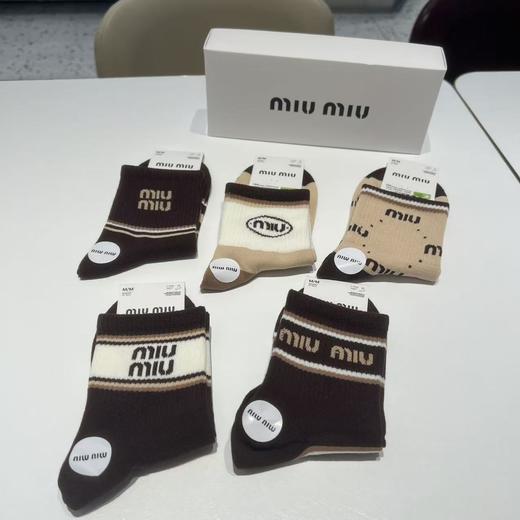 G502缪缪棉袜百搭中筒袜，一盒五双装 商品图0