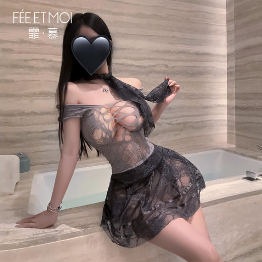 【情趣内衣】霏慕 优雅蕾丝网衣裙套装7490 商品图6