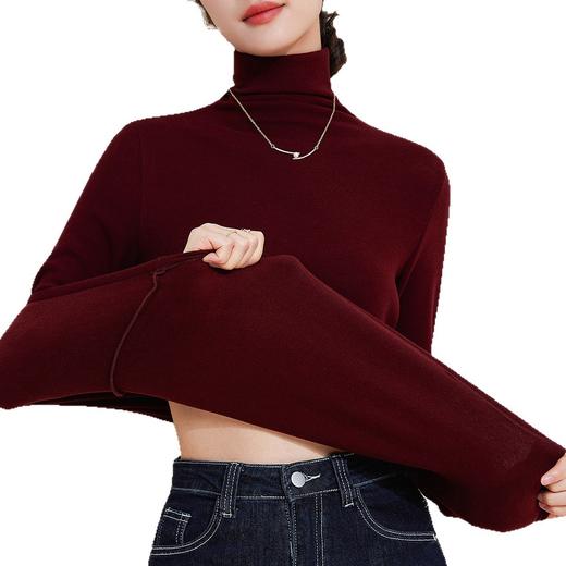 「自j」全新升级【铂金会员109/天猫149/差价40】(00013)洛诗琳德绒蚕丝高领打底上衣2025秋冬加厚加绒保暖上衣女 商品图4