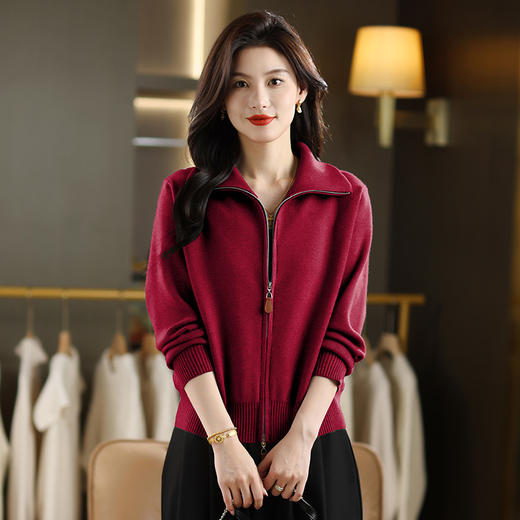 CC 101-9507针织开衫外套拉链款上衣 商品图0