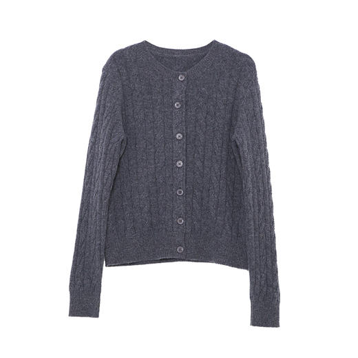 VIMAGE纬漫纪绵羊毛复古多色时尚绞花针织开衫上衣2025秋季新款V2401103 商品图6