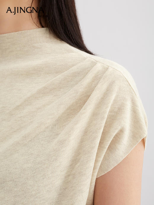 【优雅知性】阿菁娜不对称斜纵向褶裥连肩盖袖针织衫F30Q302039 商品图2