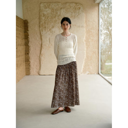 HeyDress民族风图案印花拼接A摆半裙 商品图1