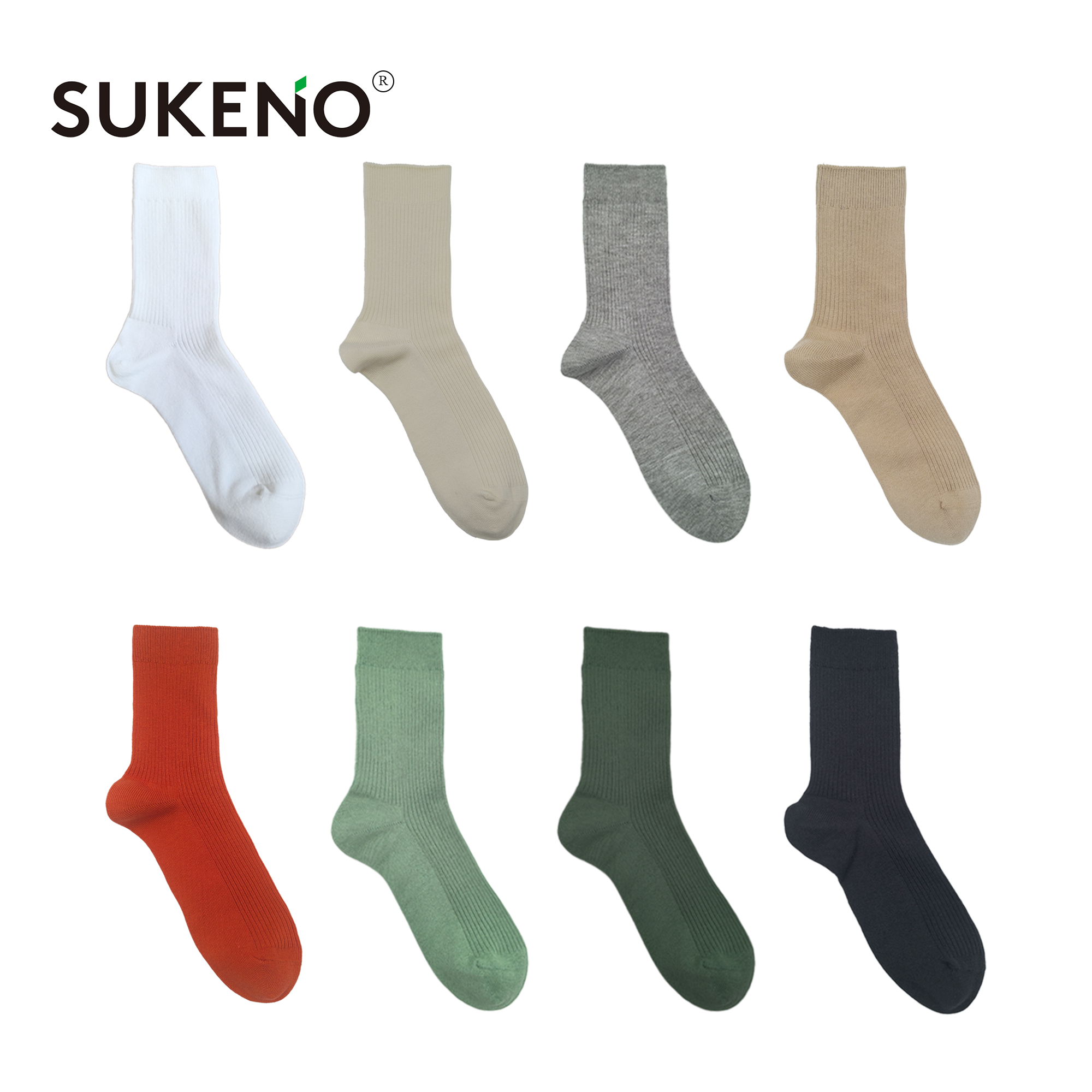 SUKENO男袜中筒袜百搭日系纯色袜子四季款