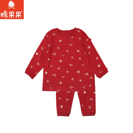 棉果果冬季新品莫代尔牛奶纤维80-130码柔软顺滑新年喜庆红色套头套装M501302425659 商品图1