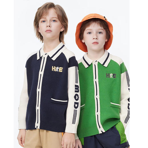 【MQD】童装男童开衫毛衣撞色翻领学院风复古儿童针织外套潮 商品图0