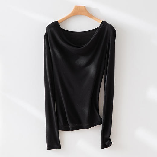 丁摩 天丝羊毛荡领针织衫上衣打底衫132537 商品图0