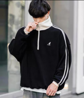 威海原单货！！付款减库存！！日版 kangol袋鼠摇粒绒半拉链高领套头卫衣