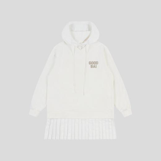 GOODBAI 粗体logo贴布绣拼接连帽抽绳卫衣连衣裙 商品图2