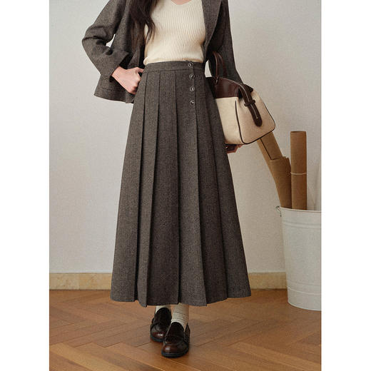 鹿向南「香颂绒梦」藜麦色法式复古西装外套半身裙时尚套装女初秋 商品图3