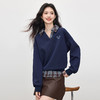 【09/17新品】熙世界MIU系学院假两件卫衣女设计感秋季宽松套头格子POLO领上衣 商品缩略图3