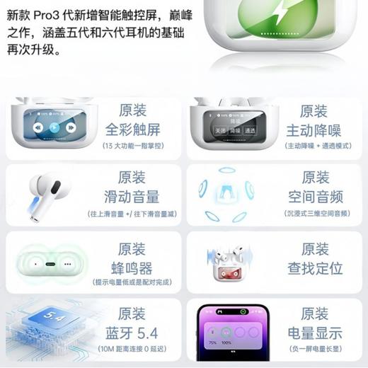 笙观TWS屏显蓝牙耳机 LCD全彩触屏 蓝牙5.4 磁吸霍尔开关 多音效模式 个性化壁纸 商品图1