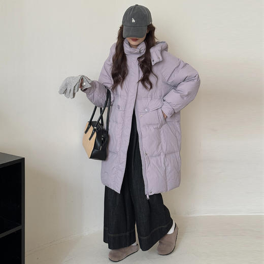 【YW】无忧购 冬季新款韩版长款连帽羽绒服女宽松加厚鸭绒外套24023（截单后3-5天发货） 商品图2