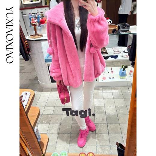 余潇潇【绝美之城】高级质感轻奢秋冬丹麦进口水貂毛连帽宽松皮草 商品图2