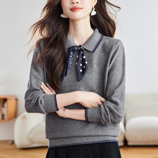 CC 66-6042翻领小衫时髦洋气针织打底衫 商品图1