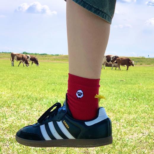 SUKENO小羊的红色中筒袜女袜 商品图0