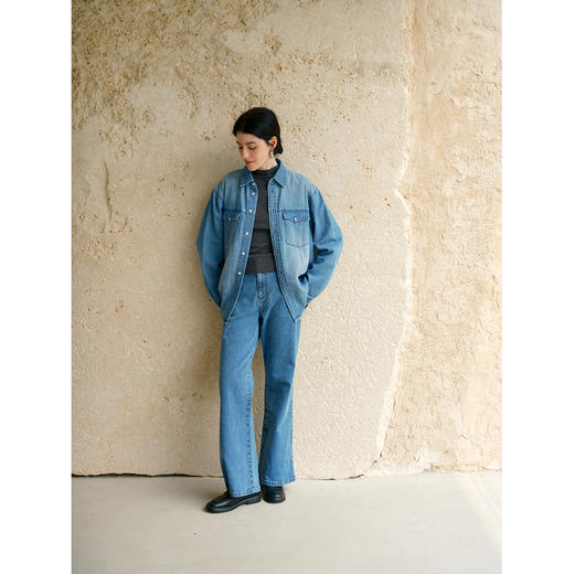 HeyDress高腰修身微喇牛仔裤 商品图1