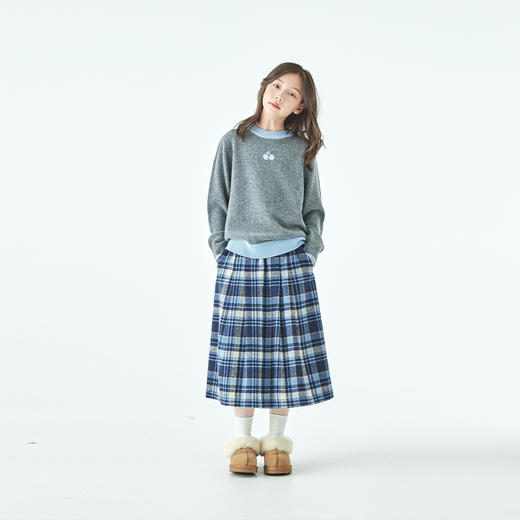 棵初2025年秋冬新款亲子中大女童撞色樱桃圆领毛衣全羊毛保暖上衣 商品图4