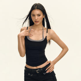 Ariseism美式复古辣妹设计感挂脖吊带背心女2025夏季新款外穿上衣