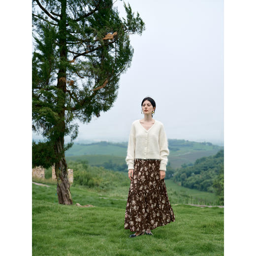 HeyDress松紧腰压褶印花拼接半身裙 商品图1