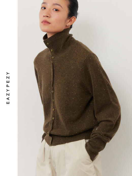 立领纽结系扣羊绒开衫 商品图2