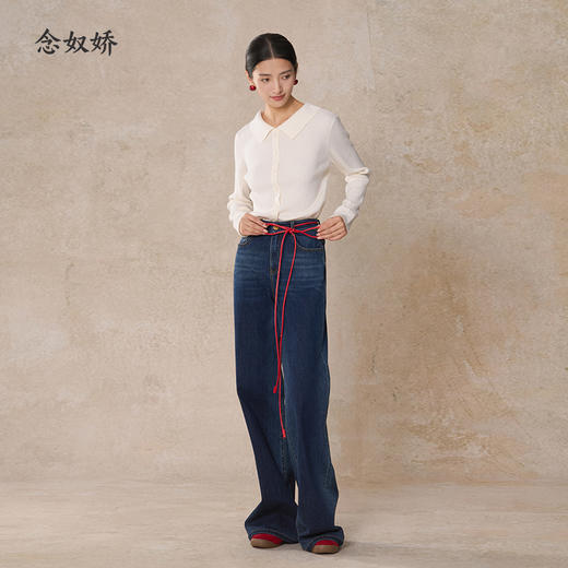 【商场同款】CNT5910 “ 深海蓝牛仔裤  ” 阔腿牛仔裤，拉长腿部线条，修饰双腿 深邃的原色加水洗渐变色 显瘦立体 商品图4