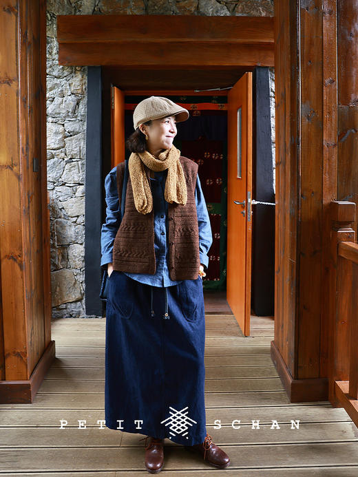 PETIT SCHAN小闪 CLO#907 As deep as the ocean 深如海 亚麻棉抽绳松紧腰半裙 商品图5