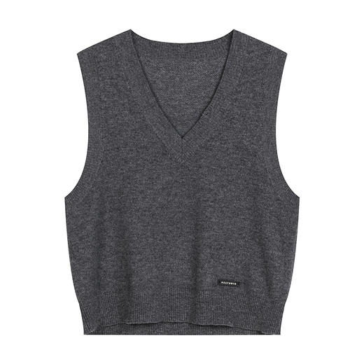 NEELLY纳俪商场同款秋新款宽松V领针织马甲女自然舒适设计感上衣N25083A01107 商品图3