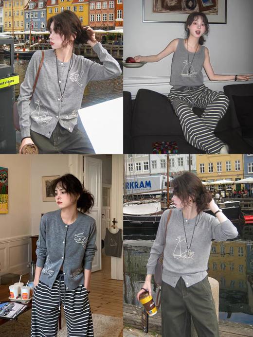 浮生八记/25C118/25C119/“小狗水手航海记”法式针织背心开衫 商品图2