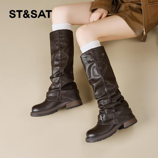 星期六时髦复古厚底显瘦裤腿堆堆靴SSD4117T3K 商品图3