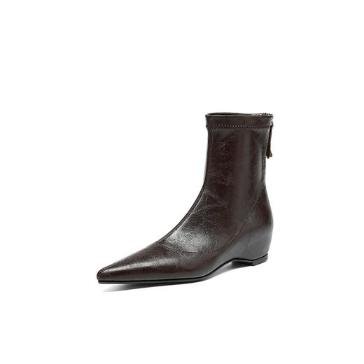 OLD 1240内增高短靴尖头弹力大码靴粗跟不累脚单靴 商品图4