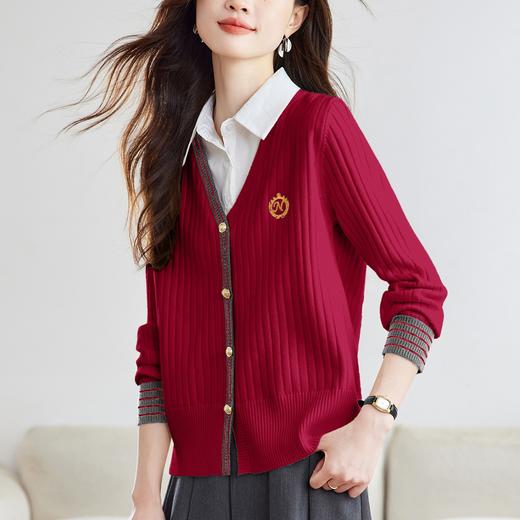 CC 66-6039假两件洋气上衣显瘦减龄拼接毛衣 商品图0