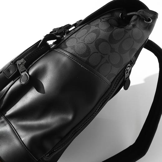 COACH蔻驰 Track 42黑花帆布配皮书包背包双肩包，大号男款，炭黑色 商品图3