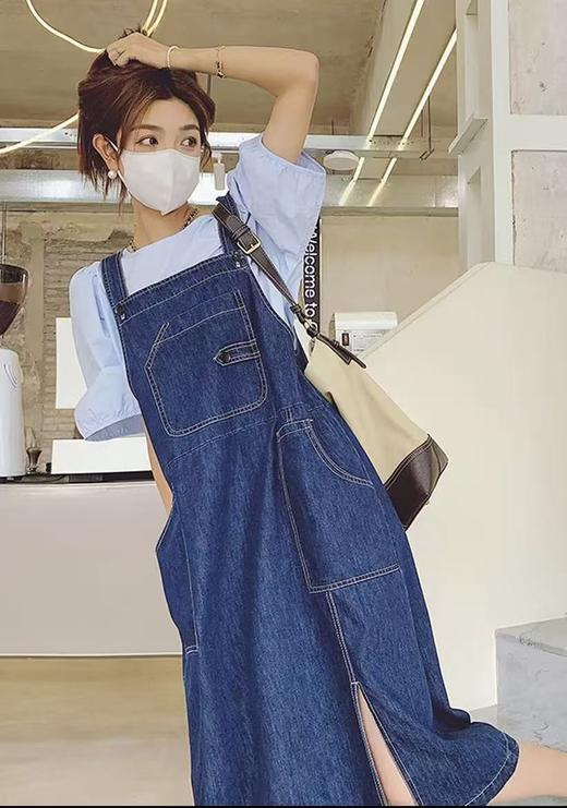 【秋新品】古泥品牌6085 100%棉单件牛仔背带裙-喜出 商品图0