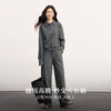 【09/17新品】熙世界灰色运动休闲卫衣套装女秋季新款条纹翻领上衣阔腿裤两件套 商品缩略图2