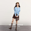 【09/17新品】熙世界拼色提花蓝色针织衫女长袖2025秋新款百搭圆领气质毛衣开衫 商品缩略图2