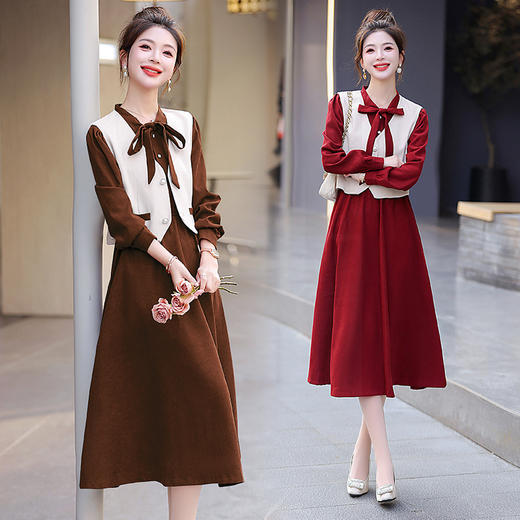小香风套装新款爆款高级感女春秋小个子马甲衬衫连衣裙两件套 HMQY5176 商品图0