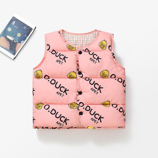 小黄鸭儿童秋冬季新款棉马甲男女童贴身保暖背心童装100-140 商品图1