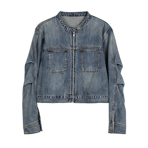 NEELLY纳俪商场同款秋季新款复古截断式牛仔外套女宽松慵懒短上衣N25082C01092 商品图3