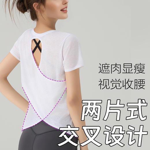 跃牌【美西西系列】2025新款露背瑜伽服罩衫女训练跑步运动套装上衣DX-606 商品图3