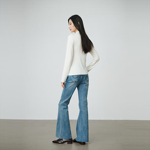 NEELLY纳俪商场同款秋季新款时尚修身牛仔喇叭裤女高腰显瘦长裤N25084H03315 商品图1