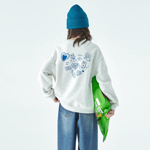 棵初2025年秋冬新款亲子中大女童圆领印花卫衣恒温抗静电宽松上衣 商品图2