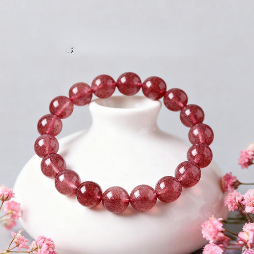 草莓晶收藏级绯红款手串 自然剔透 颗颗精选 商品图4