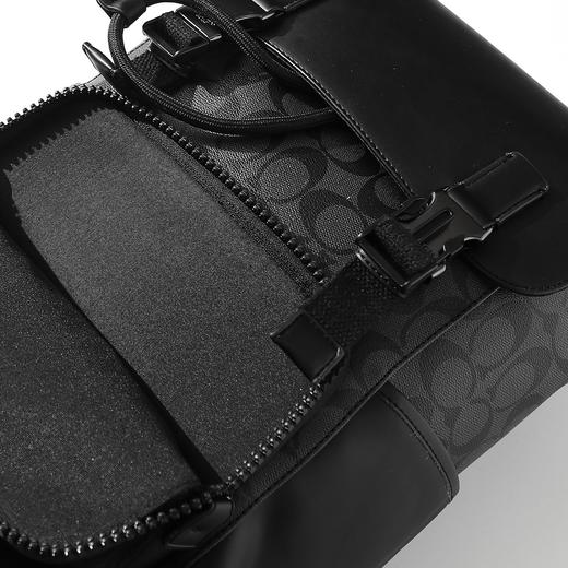 COACH蔻驰 Track 42黑花帆布配皮书包背包双肩包，大号男款，炭黑色 商品图5