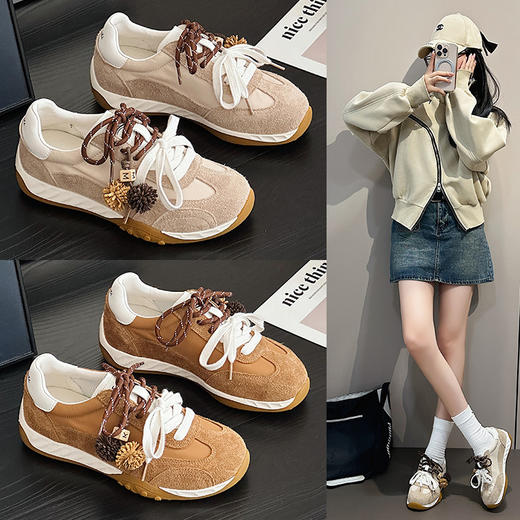 雀说 头层牛皮德训鞋休闲运动板鞋阿甘鞋232 商品图0